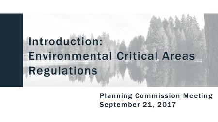 Environmental Critical Areas Regulations