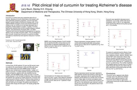 Pilot clinical trial of curcumin for treating Alzheimer's disease