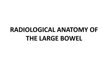 RADIOLOGICAL ANATOMY OF THE LARGE BOWEL