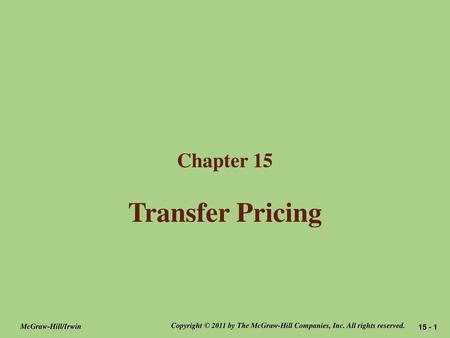 Transfer Pricing Chapter 15