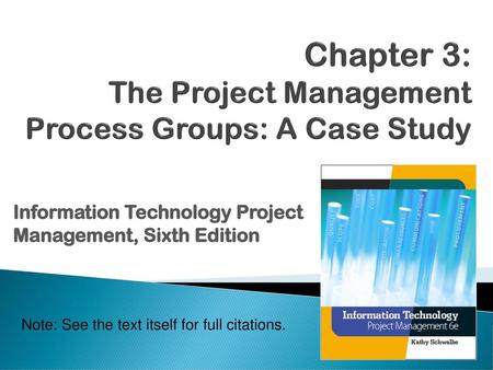 Chapter 3: The Project Management Process Groups: A Case Study