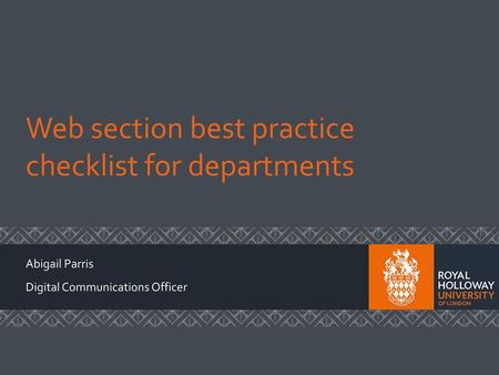 Web section best practice checklist for departments