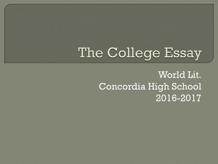 World Lit. Concordia High School