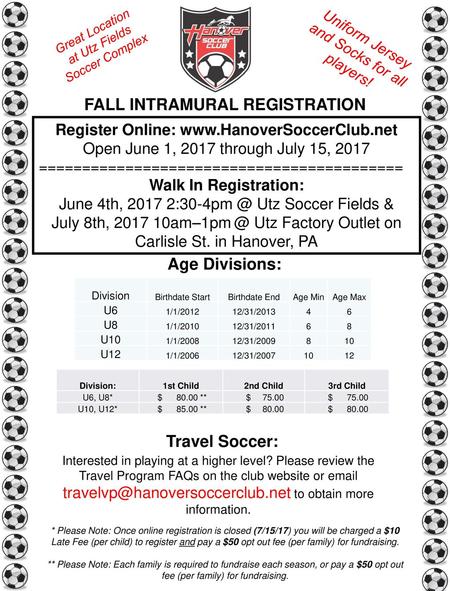 FALL INTRAMURAL REGISTRATION