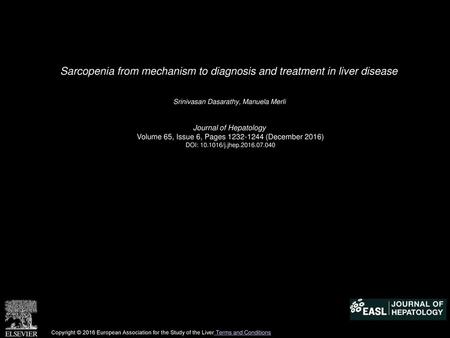 Sarcopenia from mechanism to diagnosis and treatment in liver disease