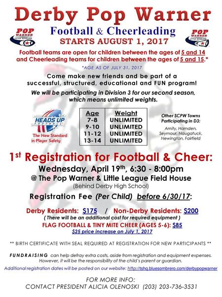 Derby Pop Warner Football & Cheerleading