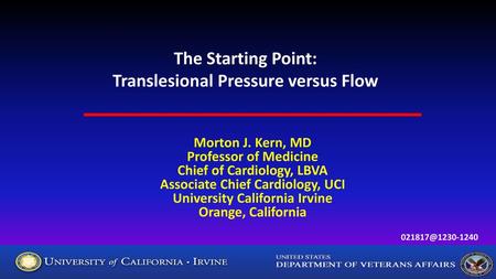 The Starting Point: Translesional Pressure versus Flow