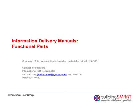 Information Delivery Manuals: Functional Parts