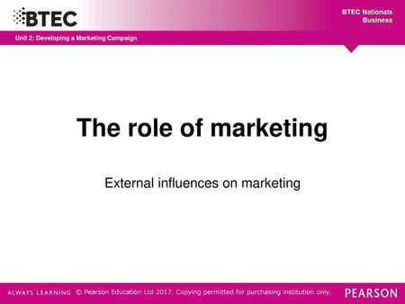 External influences on marketing