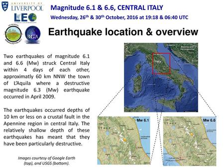 Images courtesy of Google Earth (top), and USGS (bottom).