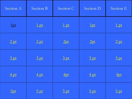 Section A Section B Section C Section D Section E 1pt 1 pt 1 pt 1pt