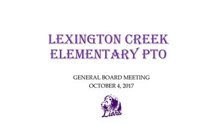 LEXINGTON CREEK ELEMENTARY PTO