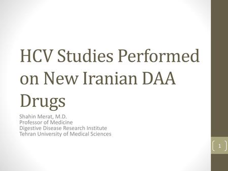 HCV Studies Performed on New Iranian DAA Drugs