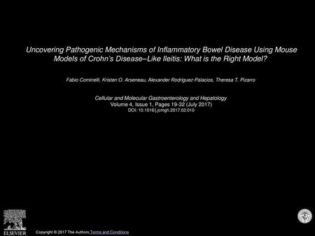 Uncovering Pathogenic Mechanisms of Inflammatory Bowel Disease Using Mouse Models of Crohn’s Disease–Like Ileitis: What is the Right Model?  Fabio Cominelli,
