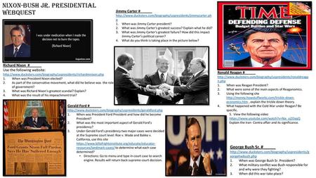 Nixon-Bush Jr. Presidential Webquest