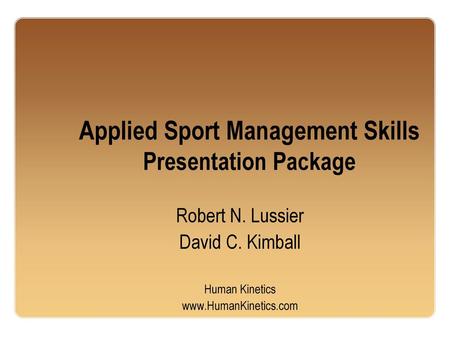 Applied Sport Management Skills Presentation Package