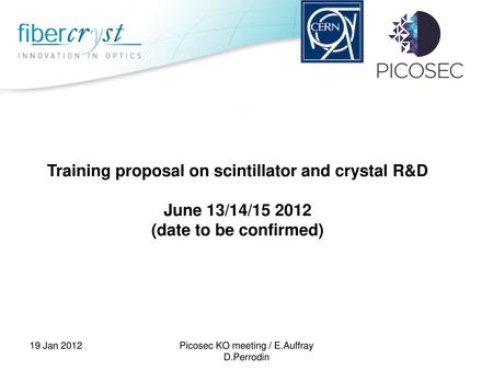 Training proposal on scintillator and crystal R&D