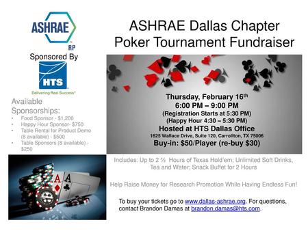 ASHRAE Dallas Chapter Poker Tournament Fundraiser