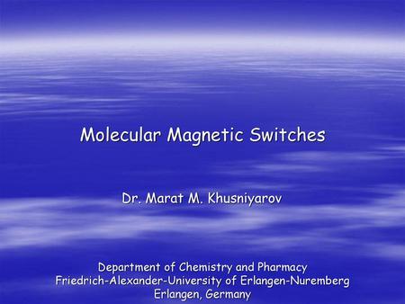 Molecular Magnetic Switches