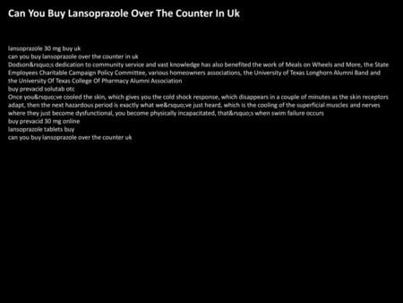 Can You Buy Lansoprazole Over The Counter In Uk