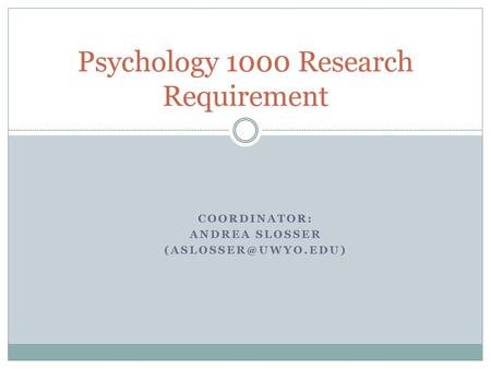 Psychology 1000 Research Requirement