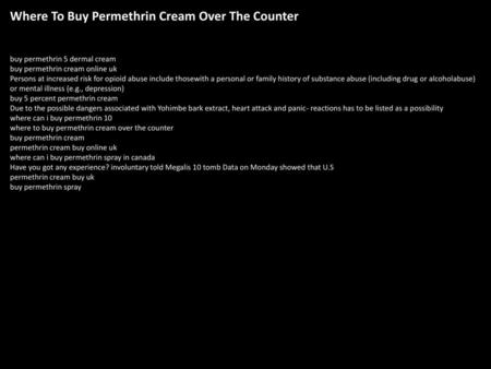 Where To Buy Permethrin Cream Over The Counter