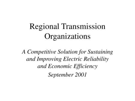 Regional Transmission Organizations