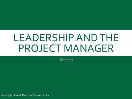 Leadership and the project manager