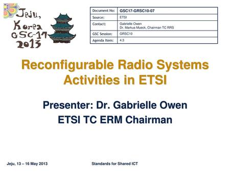 Reconfigurable Radio Systems Activities in ETSI