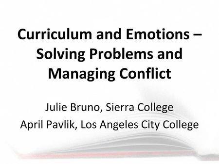 Curriculum and Emotions – Solving Problems and Managing Conflict