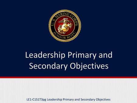 Leadership Primary and Secondary Objectives