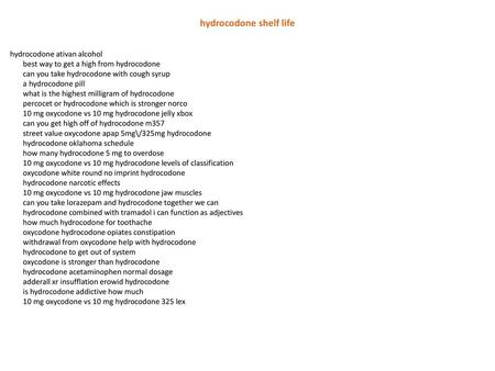 hydrocodone shelf life