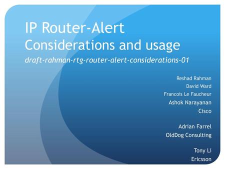 IP Router-Alert Considerations and usage