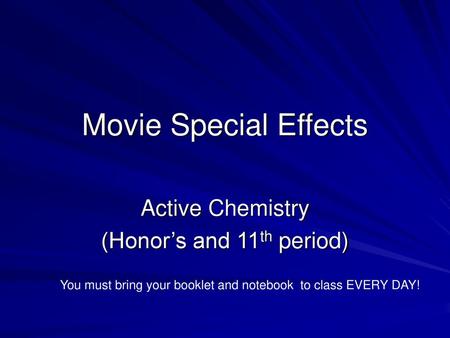 Active Chemistry (Honor’s and 11th period)