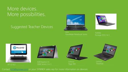 More devices. More possibilities. Suggested Teacher Devices