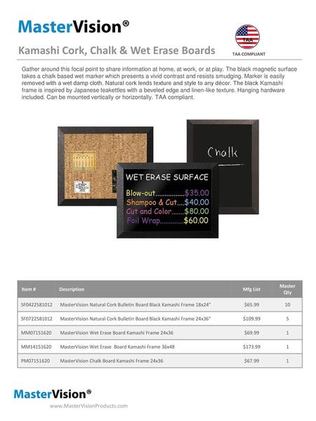 Kamashi Cork, Chalk & Wet Erase Boards