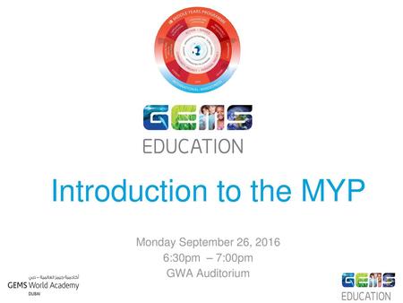 Introduction to the MYP