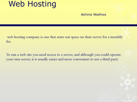 Web Hosting Ashima Wadhwa