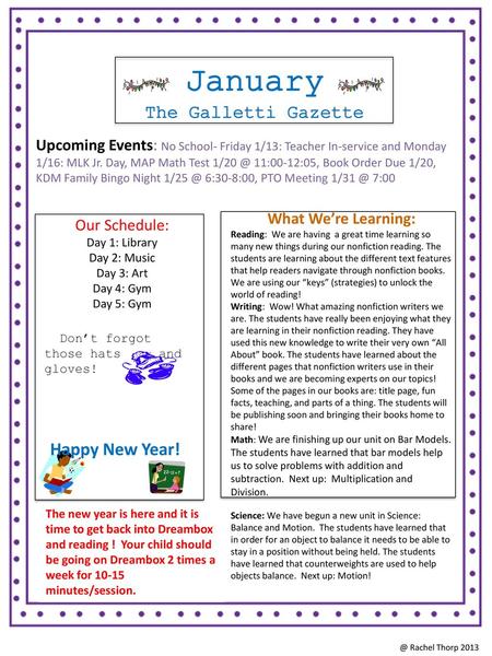 January The Galletti Gazette