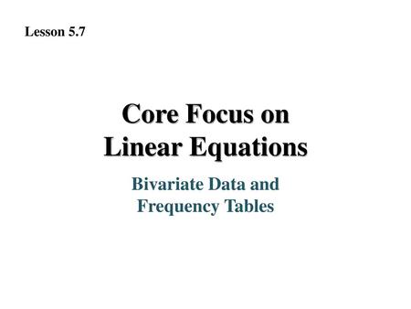 Core Focus on Linear Equations