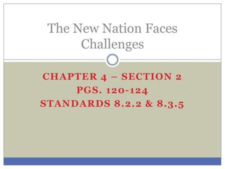 The New Nation Faces Challenges