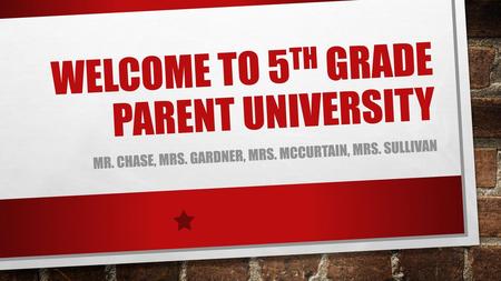 Welcome to 5th grade Parent University