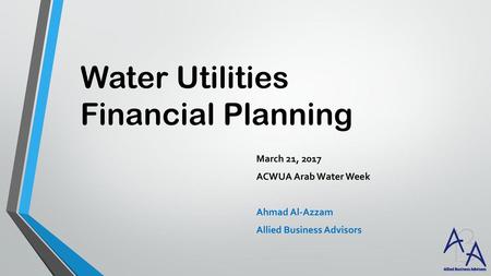 Water Utilities Financial Planning