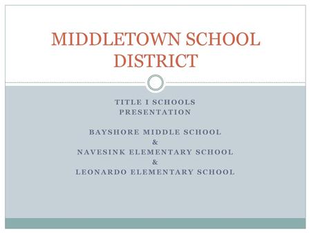 MIDDLETOWN SCHOOL DISTRICT