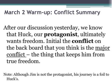 March 2 Warm-up: Conflict Summary