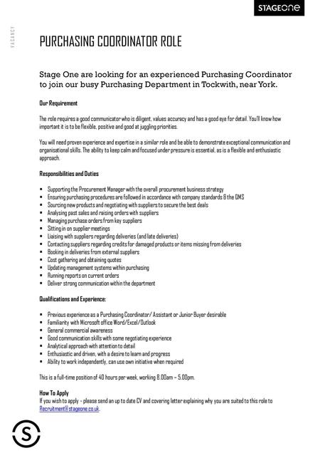 PURCHASING COORDINATOR ROLE