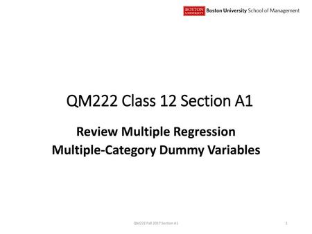 Review Multiple Regression Multiple-Category Dummy Variables