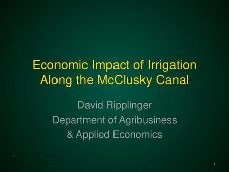 Economic Impact of Irrigation Along the McClusky Canal