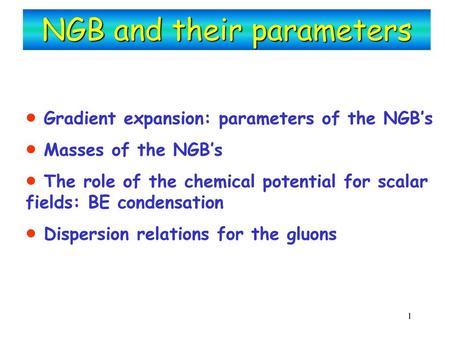 NGB and their parameters