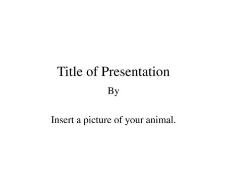 By Insert a picture of your animal.